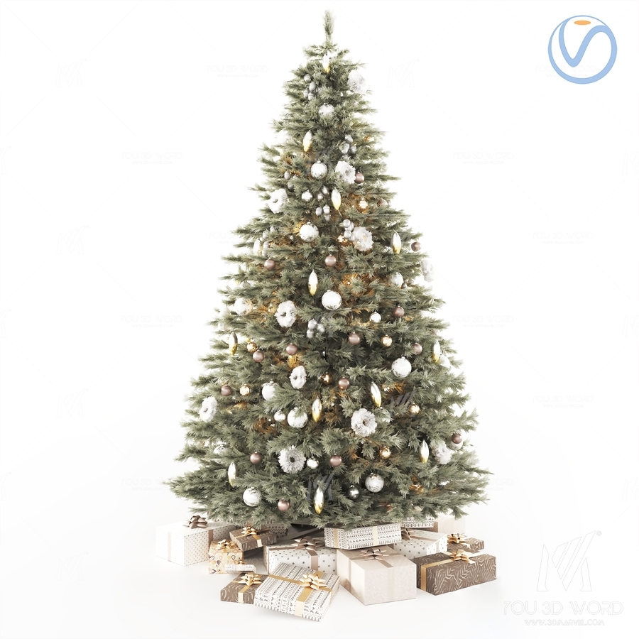 Modern Christmas tree gift box ornament 3d model